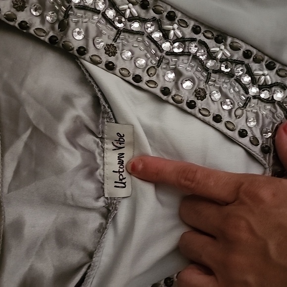 Uptown Vibe Beaded V Neck Dress - Picture 3 of 7